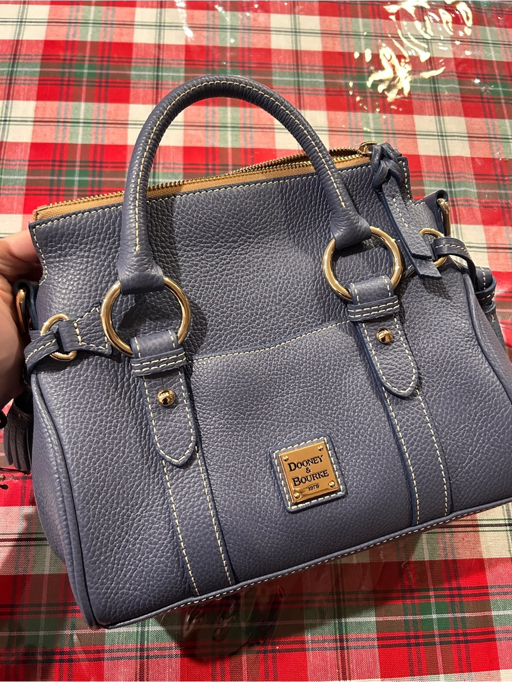 Dooney & Bourke Blue Pebbled Leather Satchel